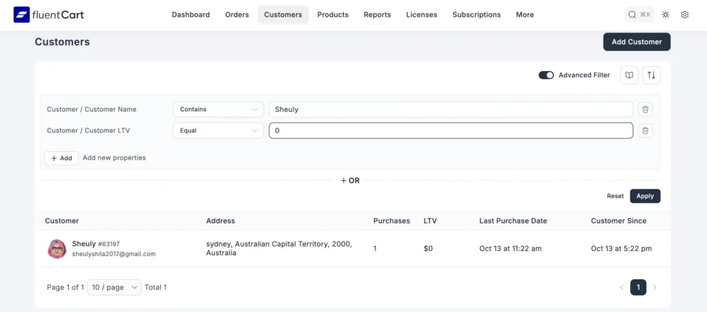 customer management in fluentcart